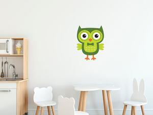 Nálepka na zeď pro děti Zelená sovička s mašlí Rozměry: 100 x 100 cm