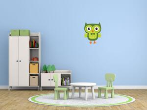 Nálepka na zeď pro děti Zelená sovička s mašlí Rozměry: 100 x 100 cm