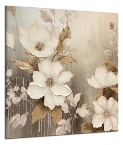 Obraz na plátně Malované bílé květy