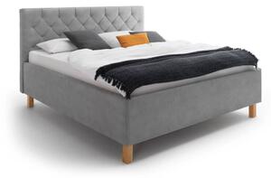 MUZZA Čalouněná postel kartika s úložným prostorem 180 x 200 cm světle šedá