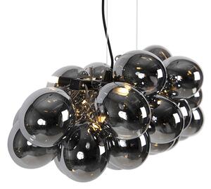 Designová závěsná lampa černá s kouřovým sklem 8 světel - Uvas
