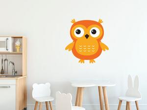 Nálepka na zeď pro děti Kulatá oranžová sovička Velikost: 20 x 20 cm