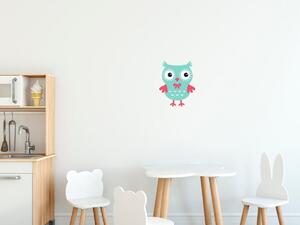Nálepka na zeď pro děti Pastelově-zelená sova s ??mašlí Velikost: 10 x 10 cm