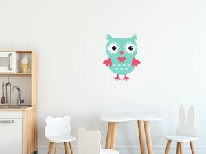 Nálepka na zeď pro děti Pastelově-zelená sova s ??mašlí Velikost: 10 x 10 cm