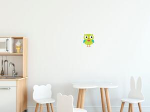 Nálepka na zeď pro děti Limetková sova s ??mašlí Velikost: 10 x 10 cm