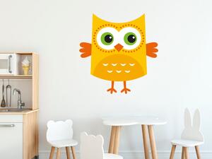 Nálepka na zeď pro děti Maličká žluto-oranžová sovička Velikost: 10 x 10 cm