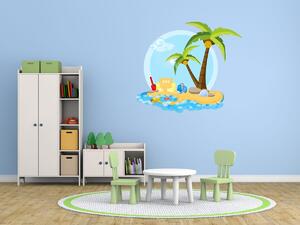 Nálepka na zeď pro děti Pláž s palmami Rozměry: 100 x 100 cm