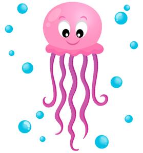 Gario Nálepka na zeď pro děti Růžová chobotnička Velikost: 30 x 30 cm