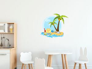 Nálepka na zeď pro děti Pláž s palmami Rozměry: 100 x 100 cm