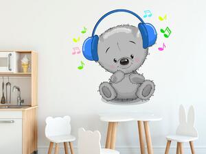 Nálepka na zeď pro děti Medvídek se sluchátky Velikost: 10 x 10 cm
