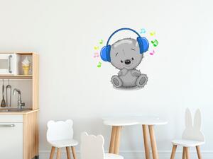 Nálepka na zeď pro děti Medvídek se sluchátky Velikost: 10 x 10 cm