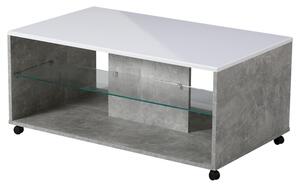 Konferenční stolek BARNABY beton/bílá vysoký lesk