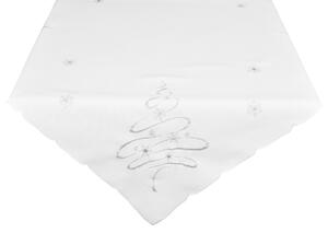 DekorTextil Ubrus Vánoční - Stříbrný stromeček - bílý Rozměry: 120x140 cm
