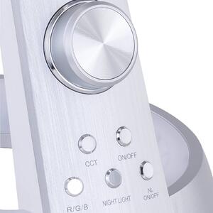 LED stolní lampa Mitti, USB přípojka stříbrná/bílá
