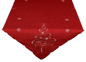 DekorTextil Ubrus Vánoční - Stříbrný stromeček - červený Rozměry: 120x140 cm