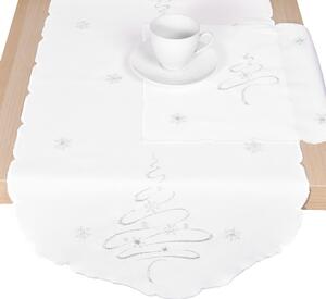 DekorTextil Ubrus Vánoční - Stříbrný stromeček - bílý Rozměry: 120x140 cm