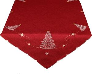 DekorTextil Ubrus Vánoční - Bílo zlatý stromeček - červený Rozměry: 120x140 cm