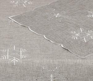 DekorTextil Ubrus Vánoční - Bílo stříbrné vločky - šedý Rozměry: 120x140 cm
