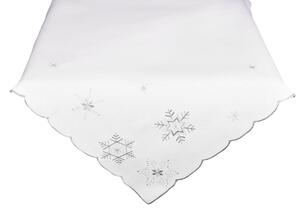 DekorTextil Ubrus Vánoční - Šedo stříbrné vločky - bílý Rozměry: 120x140 cm