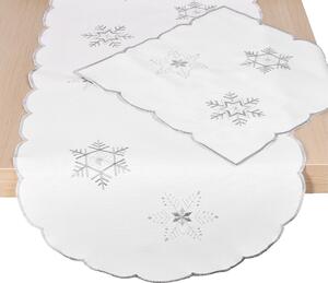DekorTextil Ubrus Vánoční - Šedo stříbrné vločky - bílý Rozměry: 120x140 cm