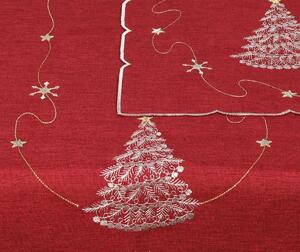 DekorTextil Ubrus Vánoční - Bílo zlatý stromeček - červený Rozměry: 120x140 cm