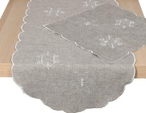 DekorTextil Ubrus Vánoční - Bílo stříbrné vločky - šedý Rozměry: 120x140 cm