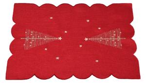 DekorTextil Vánoční vyšívaný ubrus - Moderní stromečky - červený ROZMĚR: 120 x 140 cm