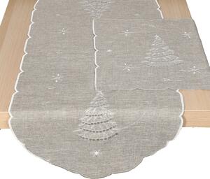 DekorTextil Ubrus Vánoční - Bílo stříbrný stromeček - šedý Rozměry: 120x140 cm