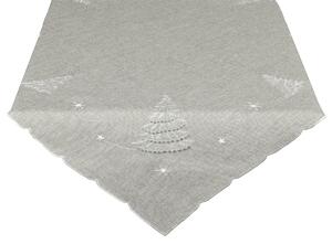 DekorTextil Ubrus Vánoční - Bílo stříbrný stromeček - šedý Rozměry: 120x140 cm