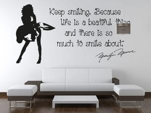 Nálepka na zeď Keep smiling Barva: Bílá, Rozměry: 200 x 100 cm