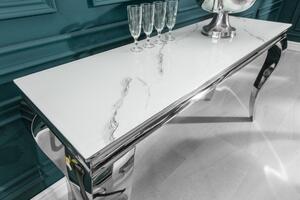 Designový konzolový stůl Rococo 145 cm stříbrný - mramor