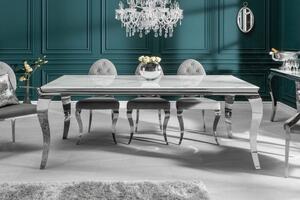 Designový jídelní stůl Rococo 180 cm stříbrný - mramor