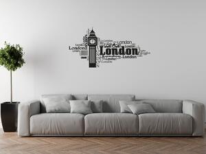Nálepka na zeď Londýn Big Ben Barva: Černá-Matná, Rozměry: 200 x 100 cm