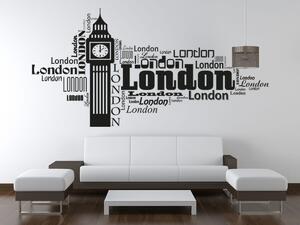 Nálepka na zeď Londýn Big Ben Barva: Černá-Matná, Rozměry: 200 x 100 cm