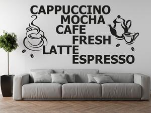 Nálepka na zeď Coffee Barva: Černá-Matná, Rozměry: 200 x 100 cm
