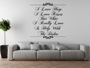 Nálepka na zeď I love hugs Barva: Bílá, Rozměry: 100 x 100 cm