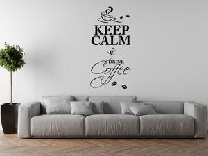 Nálepka na zeď Keep calm drink coffee Barva: Bílá, Rozměry: 100 x 200 cm