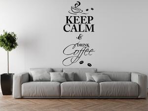 Nálepka na zeď Keep calm drink coffee Barva: Bílá, Rozměry: 100 x 200 cm
