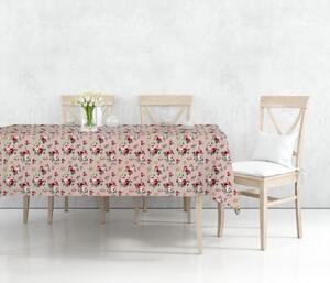 Ervi bavlněný ubrus na stůl obdélníkový/čtvercový - růžičky na růžovém