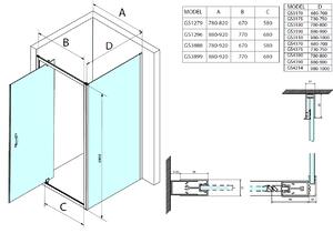 Dveře pivotové 80 GELCO SIGMA SIMPLY 770-810 mm GS1279