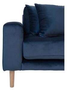 Designová sedačka s otomanem Ansley tmavě modrý samet - pravá