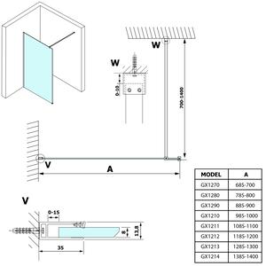 Gelco, VARIO CHROME jednodílná sprchová zástěna pro instalaci ke zdi, čiré sklo, 700 mm, GX1270GX1010