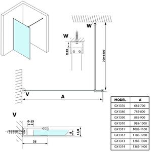 Gelco, VARIO CHROME jednodílná sprchová zástěna pro instalaci ke zdi, kouřové sklo, 700 mm, GX1370GX1010