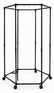 Věšák, šestihranný, otočný, kolečka, kov/plast, 120x71x71 cm, černá, Dekorino TK20260013