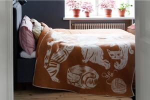 Vlněná deka Kissanpäivät 130x180, oranžovo-bílá