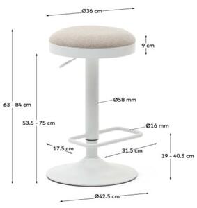 Béžové čalouněné barové stoličky v sadě 2 ks s nastavitelnou výškou (výška sedáku 53,5 cm) Zaib – Kave Home
