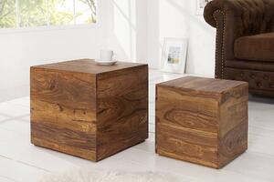 Dizajnové stolky Timber kostky z masívního dřeva