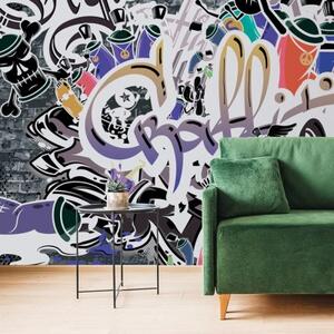 Tapeta trendy fialová graffiti stěna - 450x300