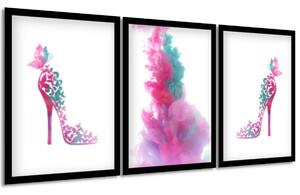 Sada plakátů Pink abstraction - 3 dílná Barva rámu: Bez rámu, Velikost: 99 x 45 cm
