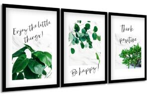 Sada plakátů Be happy - 3 dílná Barva rámu: Černá, Velikost: 99 x 45 cm